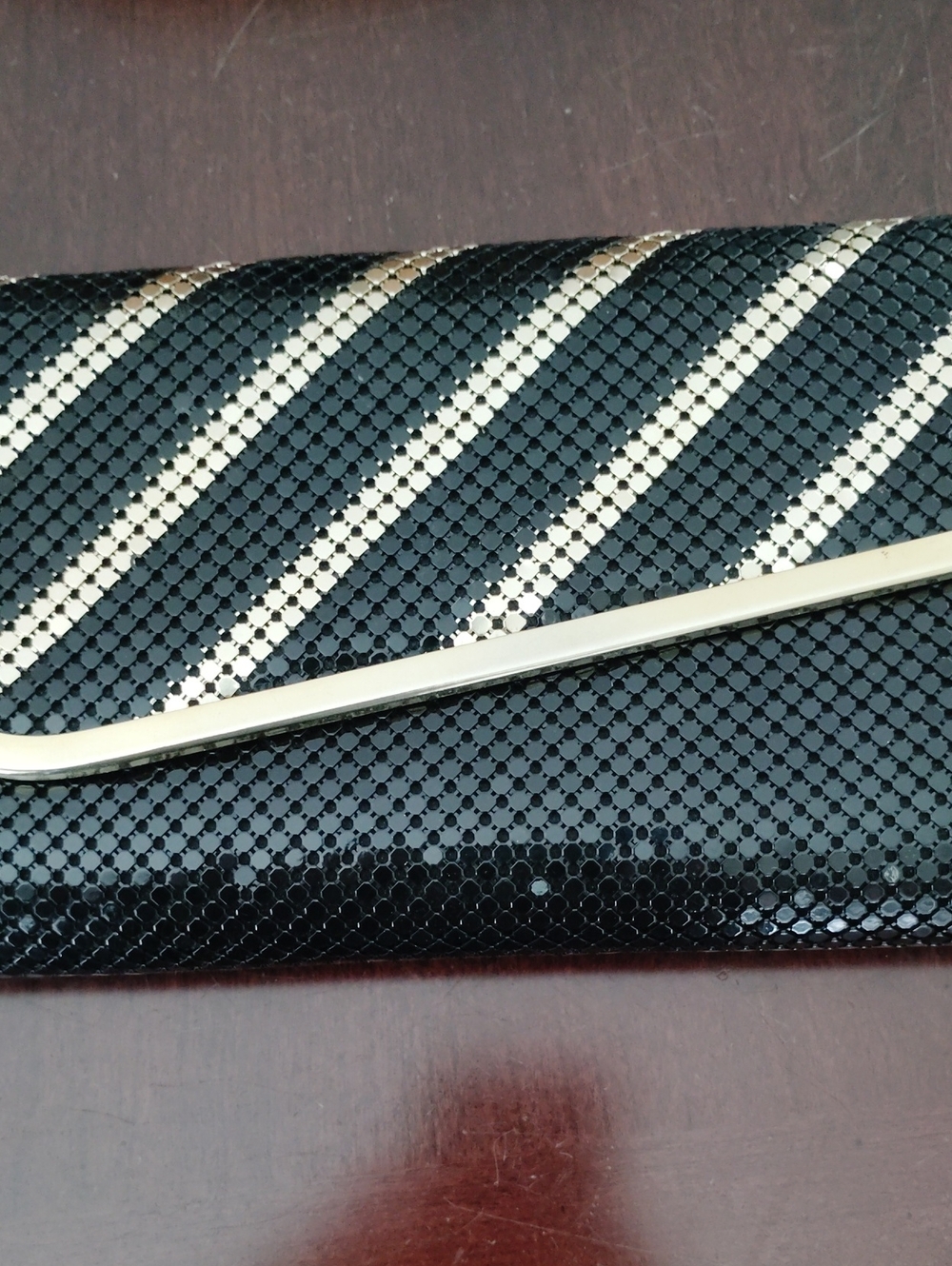 80s Vintage Black And Gold Chain Mail Purse